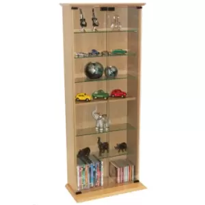 Image of Techstyle Boston 116 Dvd/ 316 Cd Book Storage Shelves Glass / Collectable Display Cabinet Beech