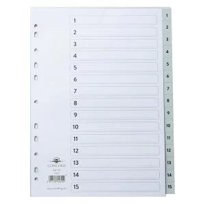 Image of Concord Index 1-15 A4 Polypropylene Grey 62605