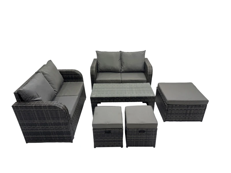 Image of Fimous Garden Outdoor Furniture Set with 3 Stools Dark Grey Mixed Dark Grey Unisex