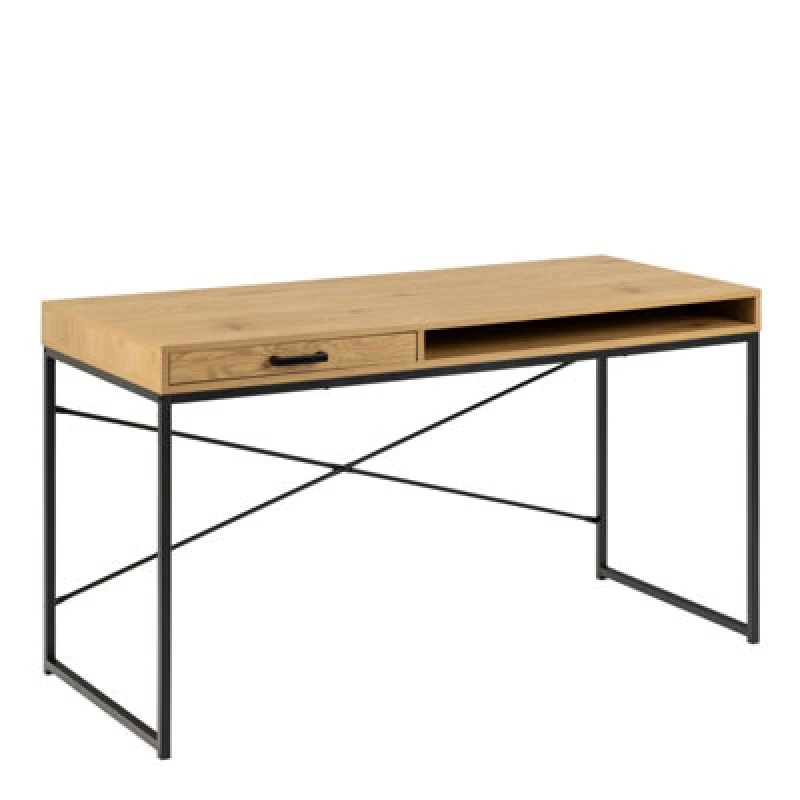 Image of Furniture To Go Seaford Office Desk With 1 Drawer In Black And Oak