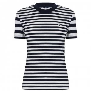 Image of Gant Gant Striped Short Sleeve T Shirt - 433 EVENING BLU