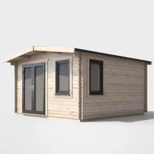 Image of Power 14' x 12' Chalet Log Cabin - Right Side Double Door