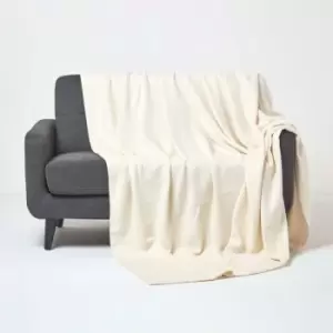 Image of Homescapes - Organic Cotton Waffle Blanket/ Throw Natural, 228 x 228cm - Natural