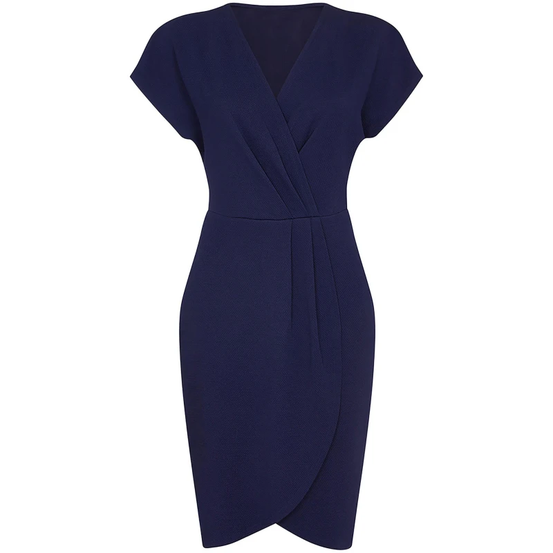 Image of Mela Navy Wrap Front Dress Navy female