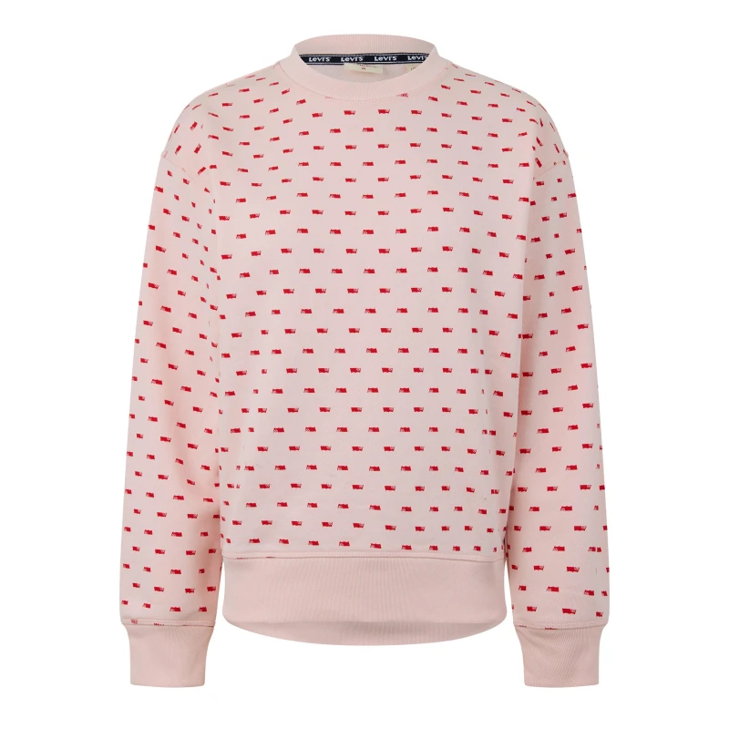Image of Levis Batwing Logo Crew Neck Sweatshirt Crew Sweaters 8 (XS) Pink 66148406310