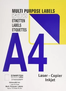 Image of Value Multipurpose Label 199.6x289.1mm 1 Per Sht (100Labels)