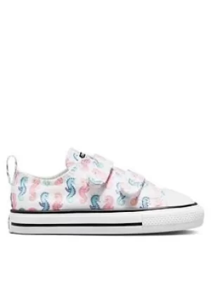 Image of Converse Chuck Taylor All Star Ox Infant Girls 2V Seahorse Print Trainers -White/Multi, Size 8