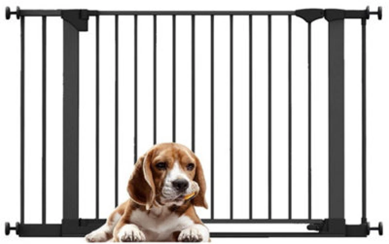 Image of Bettacare Safestep Dog Gate, Black, 117Cm - 124Cm, Extra Low Walkthough, 81Cm Extra Wide Doorway, Extra Wide Pet Gate