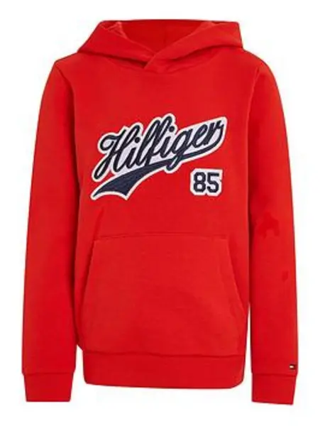 Image of Tommy Hilfiger Boys Hilfiger Script Hoodie - Red, Size 14 Years