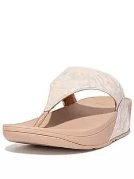 Image of FitFlop Lulu Art Dye Leather Toe Post Sandals - Beige, Beige, Size 5, Women