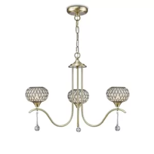 Image of Chelsie Ceiling Pendant 3 Light Antique Brass, Clear Glass