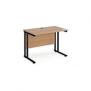 Image of Maestro 25 straight desk 1000mm x 600mm Black cantilever leg frame,