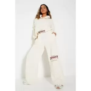 Image of I Saw It First Reclaim Sustainable Stapes University Wide Leg Graphic Joggers - White