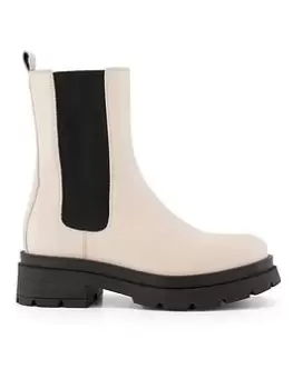 Image of Dune London Palmz Leather Heavy Outsole Chelsea, Ecru, Size 7, Women