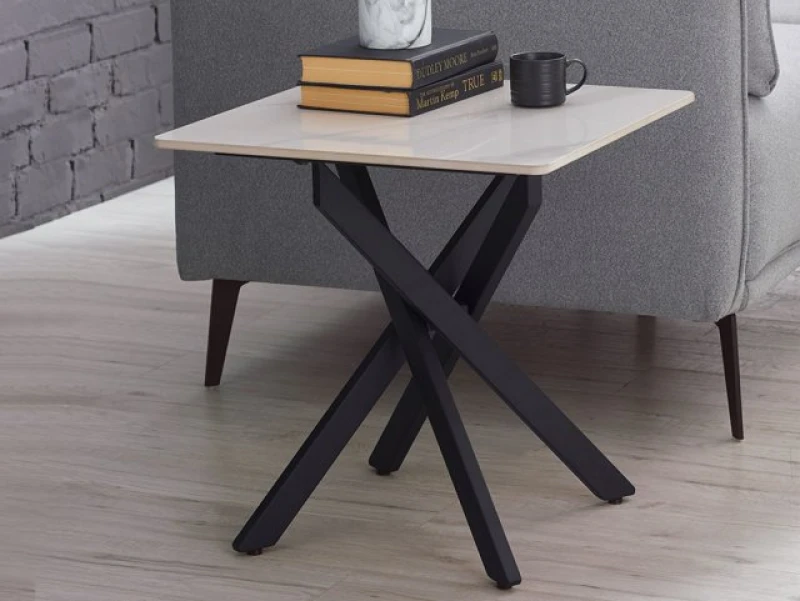 Image of Julian Bowen Bradley White Marble Lamp Table