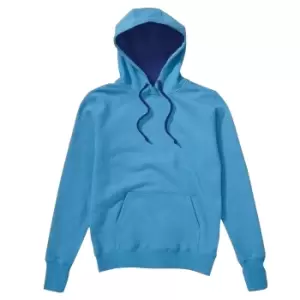 Image of SG Mens Contrast Hooded Sweatshirt / Hoodie (2XL) (Turquoise/Navy)