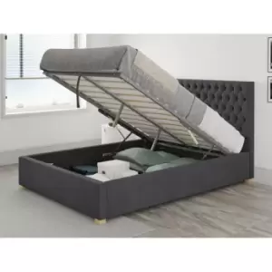 Image of Monroe Ottoman Upholstered Bed, Plush Velvet, Steel - Ottoman Bed Size Single (90x190)