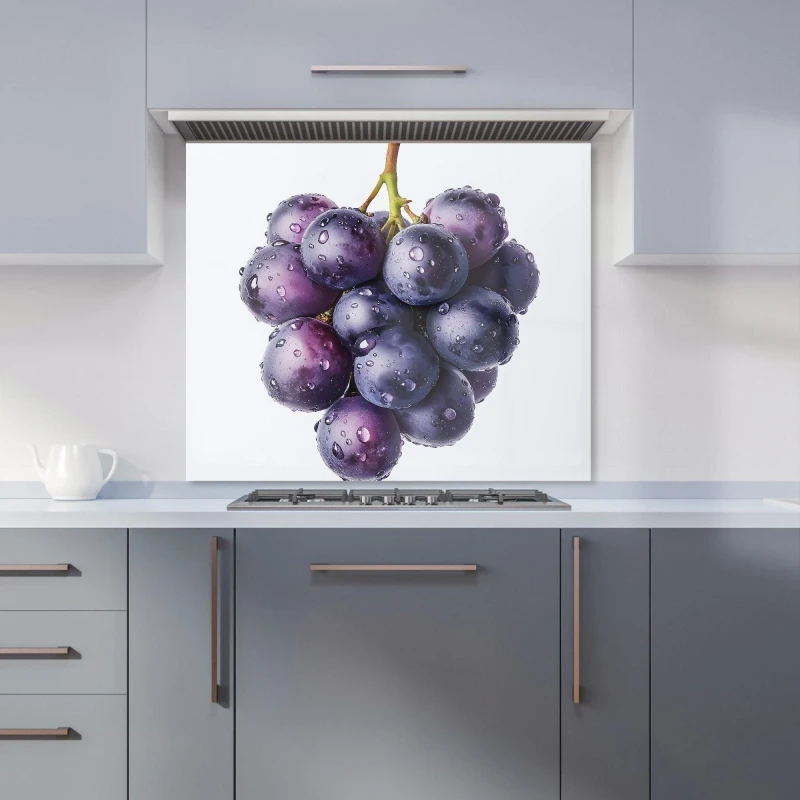 Image of Warren Reed - Designer Glistening Grapes Cluster Kitchen Splashback in Black Size: 700mm x 650mm Black Unisex 700mm x 650mm