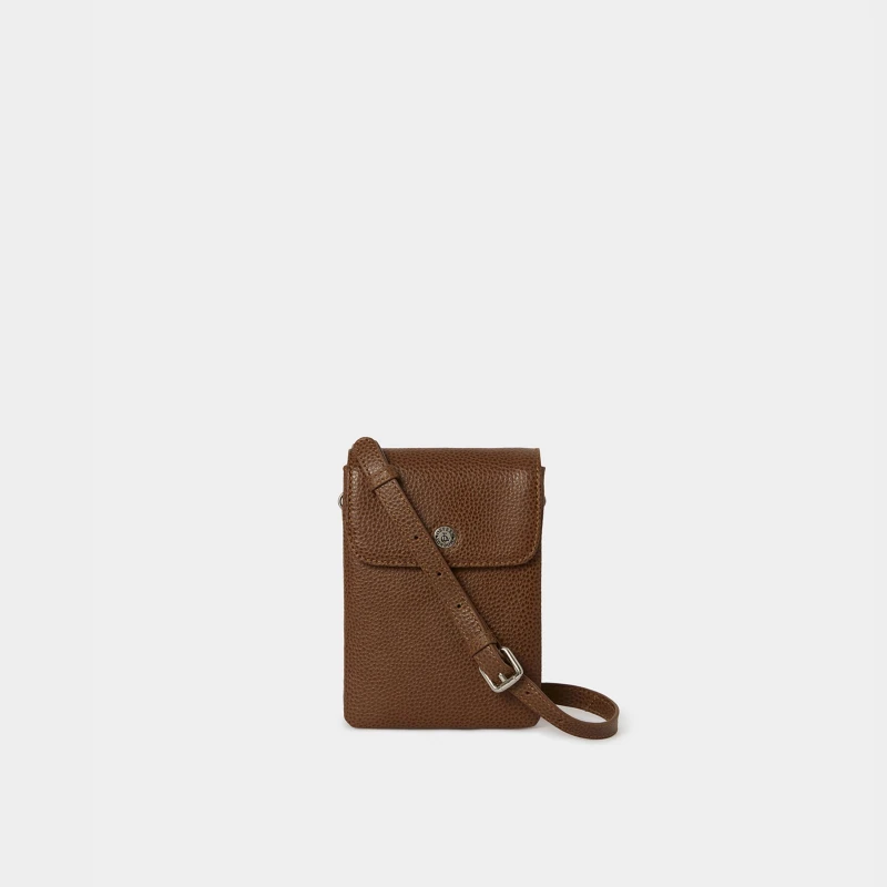 Image of OSPREY LONDON Womens The Madison Leather Phone Bag in Tan Tan Female One Size