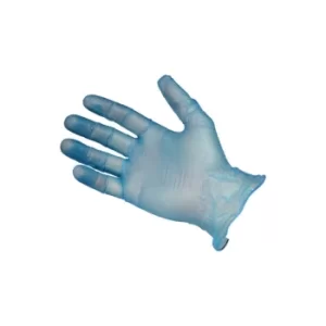 Image of Disposable Gloves, Blue, Vinyl, Powder Free Size M Pk-100