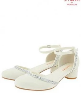 Image of Monsoon Girls Storm Summer Dazzle Trim Two Part Shoe - Ivory, Size 2 Older