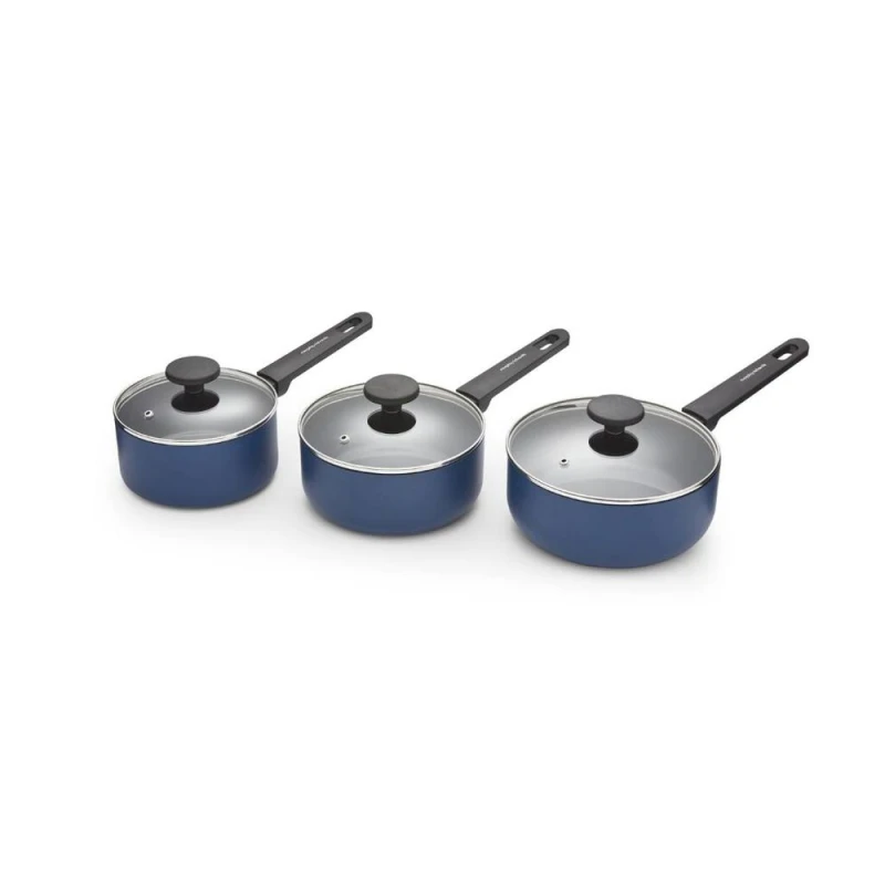 Image of Morphy Richards 3 Piece Recycled Aluminium Saucepan Set blue ONE SIZE