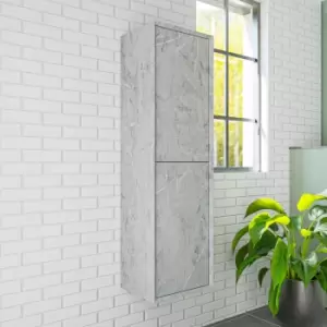 Image of Concrete Effect Wall Mounted Tall Bathroom Cabinet 400mm - Arragon