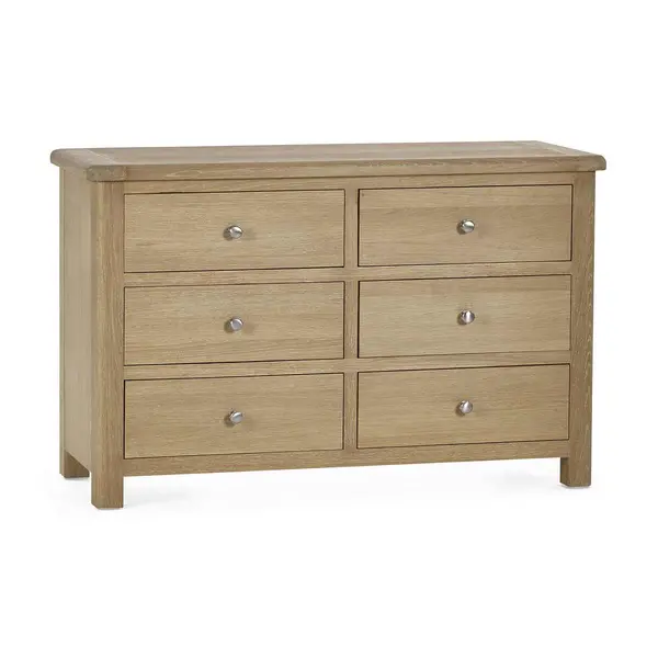 Image of Julian Bowen Memphis Limed Oak 6 Drawer Wide Chest MEM006