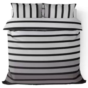 Image of Rapport Soho Striped Double Duvet Set (Double) (Black)