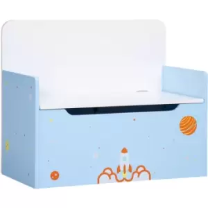 Image of 2 In 1 Wooden Kids Storage Bench, Toy Box w/ Safety Rod - Blue - Blue - Zonekiz