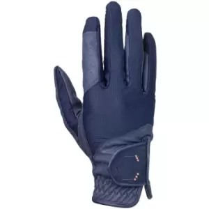Image of Coldstream - Childrens/Kids Next Generation Blakelaw Diamante Riding Gloves (s) (Navy/Rose Gold) - Navy/Rose Gold
