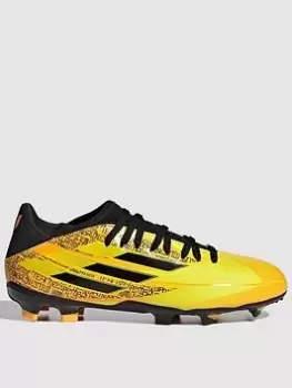 Image of adidas JUNIOR MESSI X LACELESS SPEED FORM.3 FIRM GROUND FOOTBALL BOOT, Gold, Size 5.5