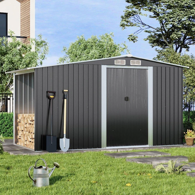 Image of Breeins Outdoor 8x4fts Steel Storage Shed Charcoal Black unisex Large