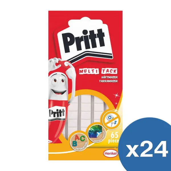 Image of Pritt Sticky Multi-Tack Reusable Adhesive 65 Squares (2679458) - Multipack of 24 Sets