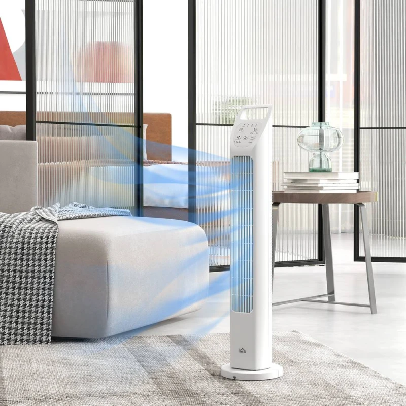 Image of HOMCOM Homcom 31'' Oscillating Tower Fan with Remote Control, 4H Timer, 3 Speed 3 Modes, Quiet Electric Floor Standing Fan for Home Bedroom Office Whi