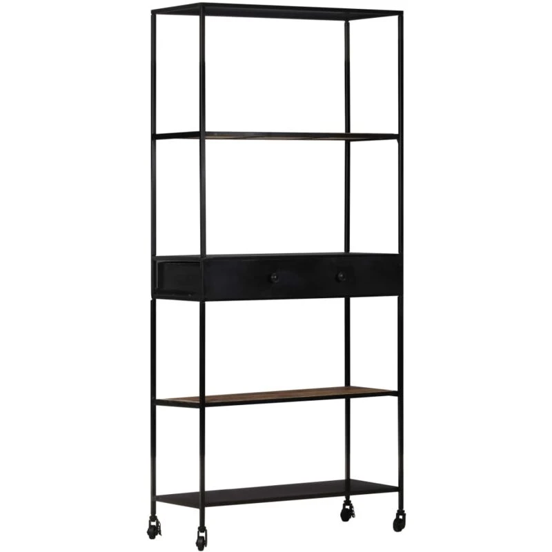 Image of VIDAXL Book Cabinet 80x35x180cm Rough Mango Wood & Iron Vidaxl 8720286082409