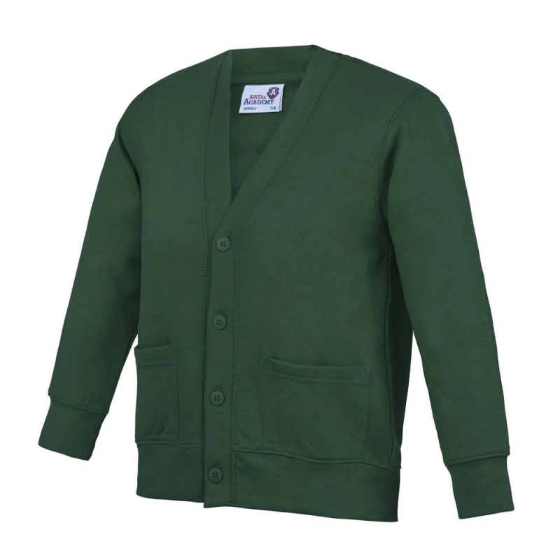 Image of AWDis Academy Button Up School Cardigan Pack of 2 in Green Size: 13 Years Green Unisex 13 Years