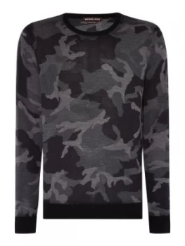 Image of Mens Michael Kors Camo crew neck jumper Charcoal