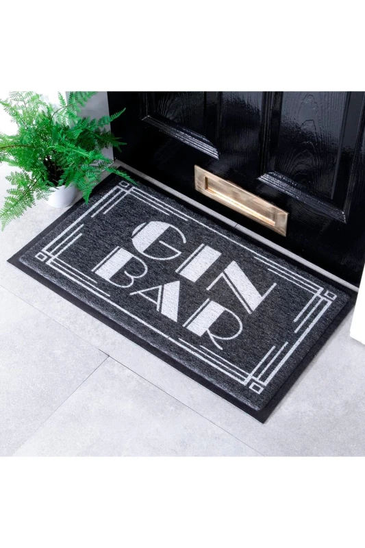 Image of Artsy Doormats Black Gin Bar Doormat (70 X 40Cm)