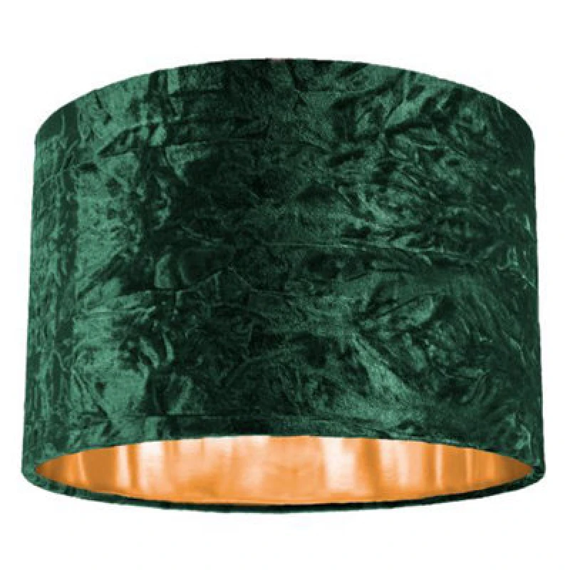 Image of Happy Homewares Modern Green Crushed Velvet 12 Table/pendant Lamp Shade With Shiny Copper Inner