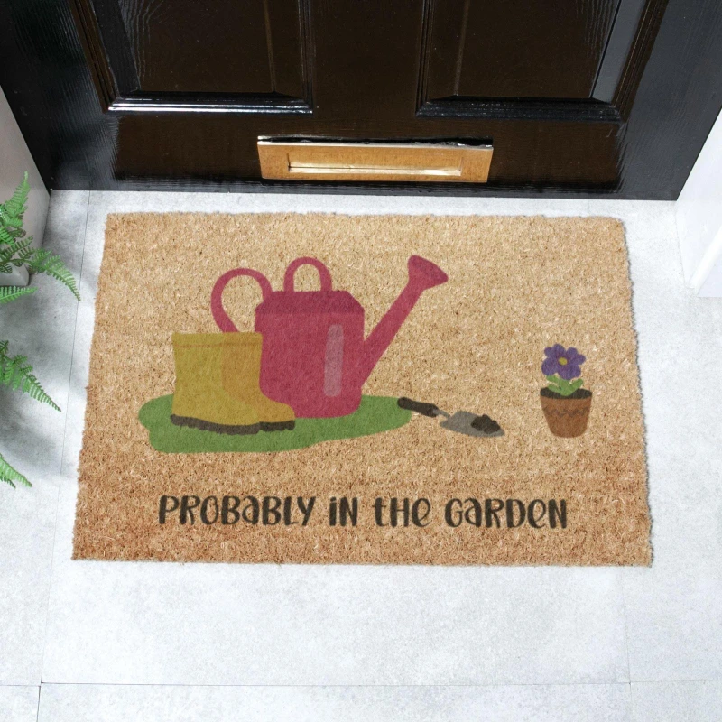 Image of Artsy Mats Probably In The Garden Doormat (60 x 40cm) Brown unisex