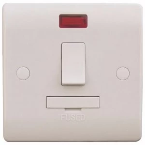 Image of ESR Sline 13A White Switched Connection Unit with Neon Fused Spur Electric Wall Plate