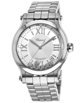 Image of Chopard Happy Sport Medium Automatic 36mm Floating Diamond Steel Womens Watch 278559-3002 278559-3002