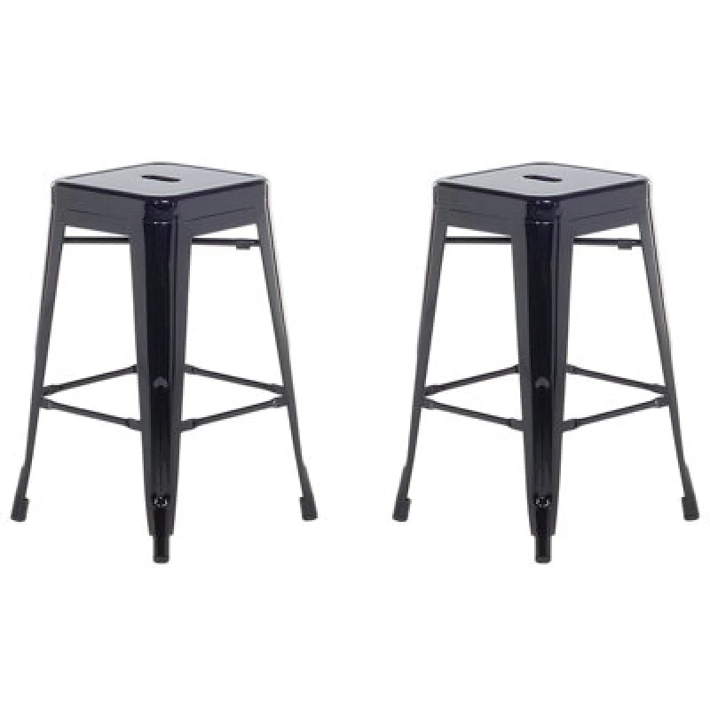 Image of Beliani Set Of 2 Bar Stools Cabrillo Metal Black