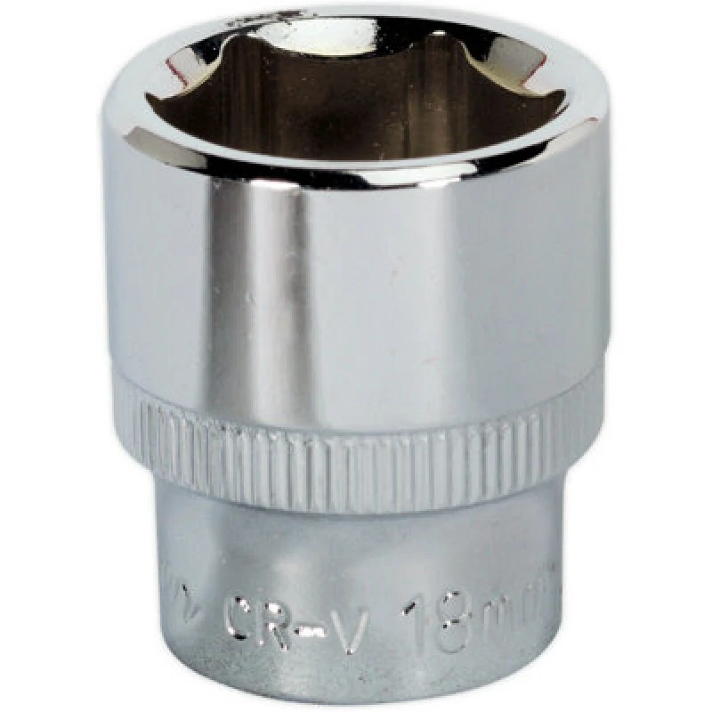 Image of Loops 18mm Forged Steel Drive Socket - 3/8" Square Drive - Polished Chrome Vanadium Metallics