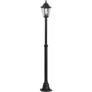 Image of Loops - IP44 Outdoor Bollard Light Black & Silver Lantern 2000mm Tall Post 60W E27