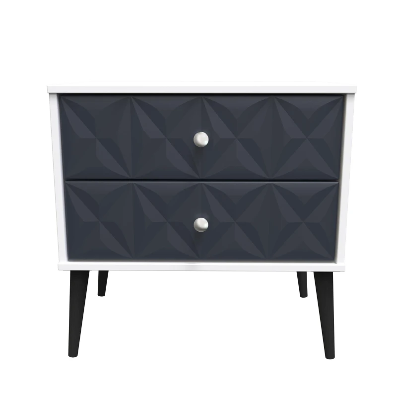 Image of Toledo 2 Drawer Side Table In Indigo Matt & White (Ready Assembled)