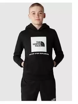 Image of Boys, The North Face Unisex Box Overhead Hoodie - Black, Size S=7-8 Years