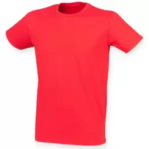 Image of Skinni Fit Men Mens Feel Good Stretch Short Sleeve T-Shirt (2XL) (Bright Red)