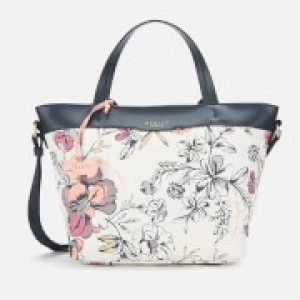 Image of Radley Womens Sketchy Floral Medium Ziptop Multiway Bag - Bright White
